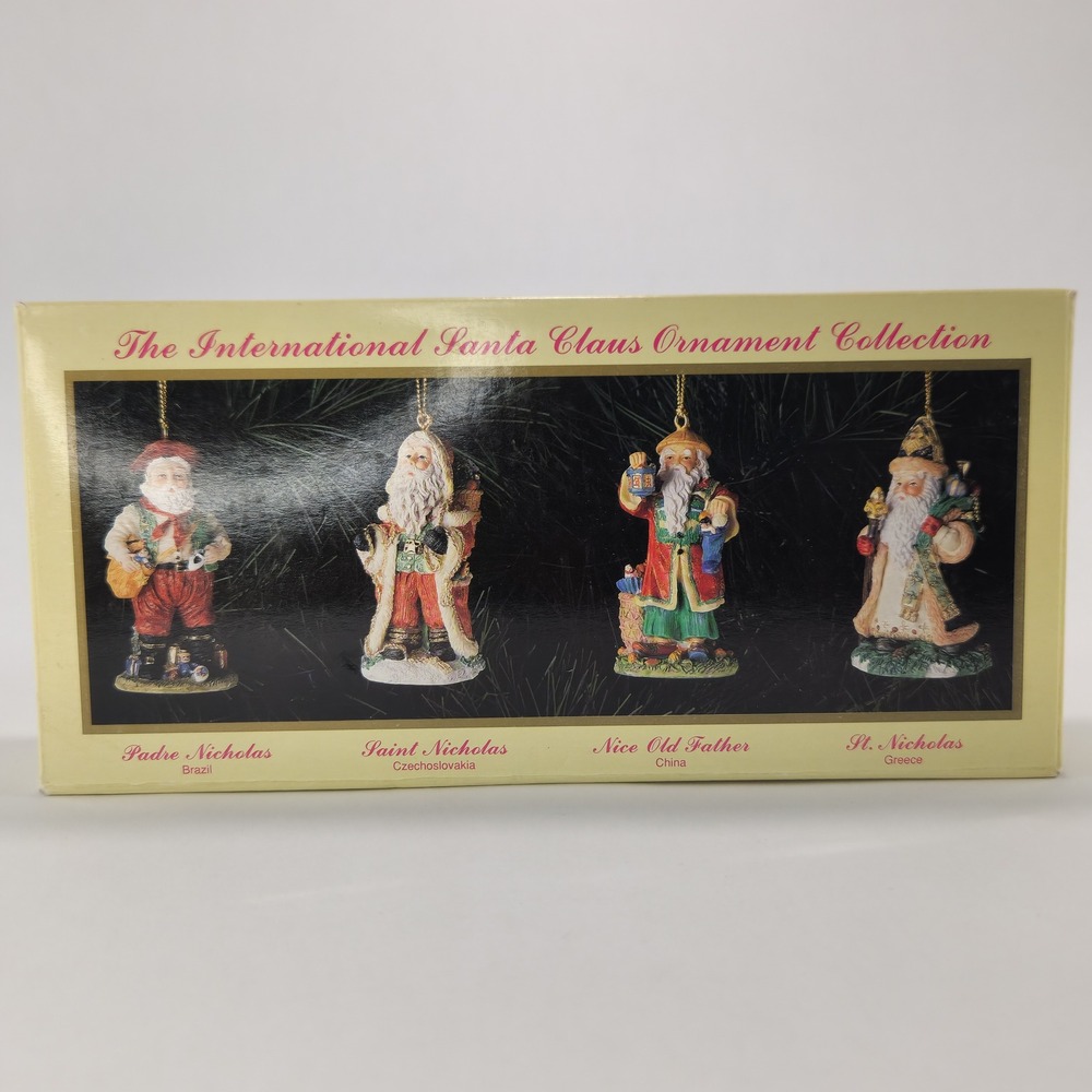 International Santa Claus Ornament Collection Set of 4 Brazil China Greece Czech